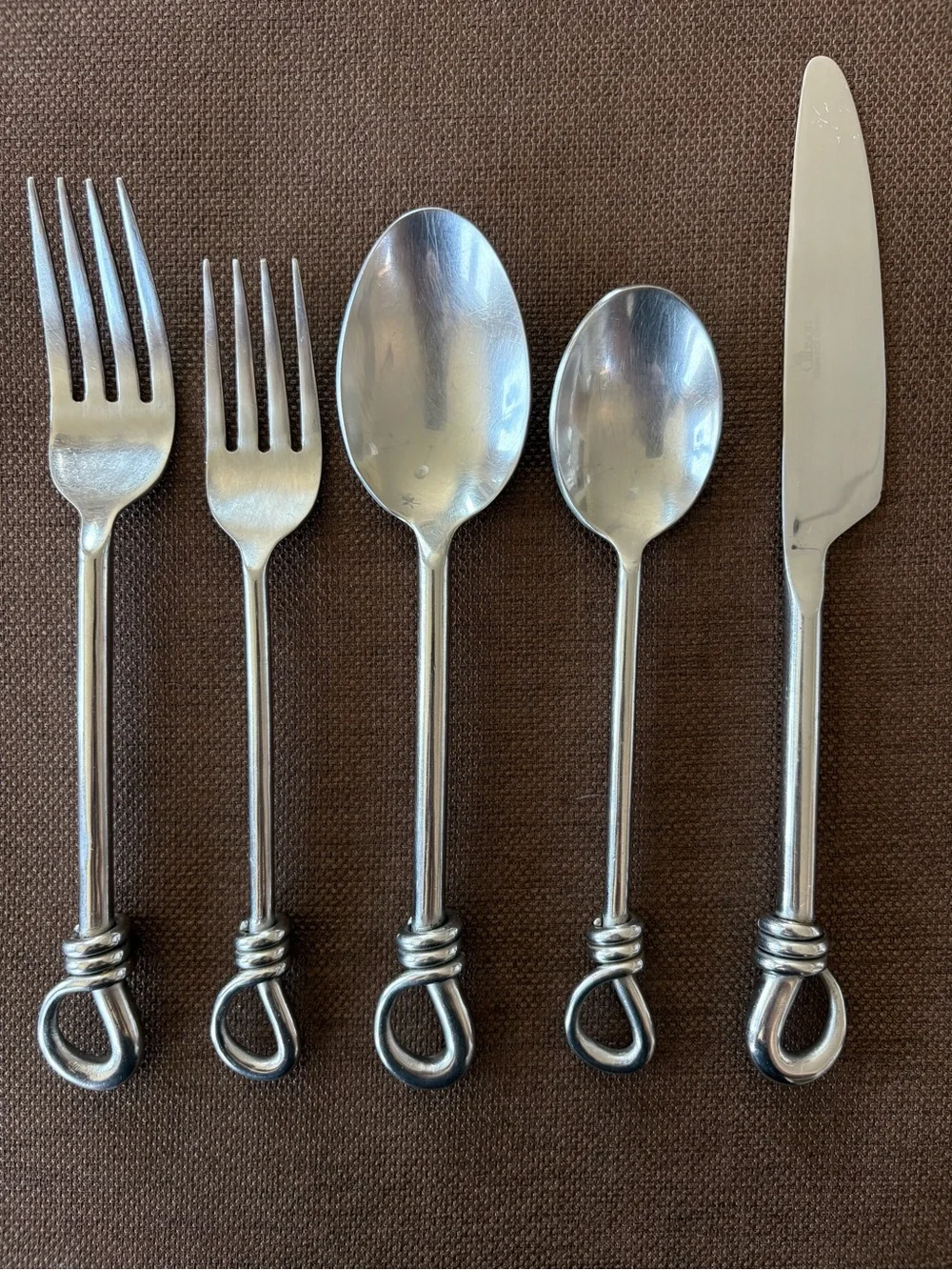 Gibson CUOMO Stainless 5 Piece Place Setting Open Ring Tip 18/8 Glossy Flatware
